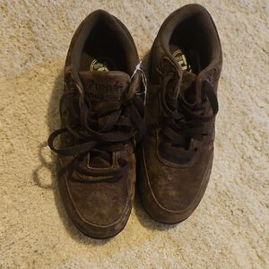 Women’s Brown Suede Athletic Sneakers with Lace-Up Closure